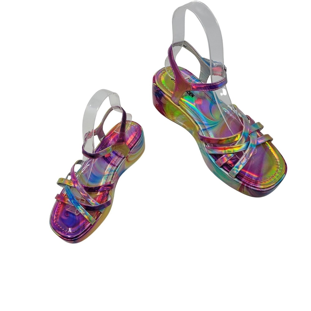 Steve Madden Fairy Grunge Rainbow Platform Sandals Sz 4Y W Sz 6 Rave Acid Pixie